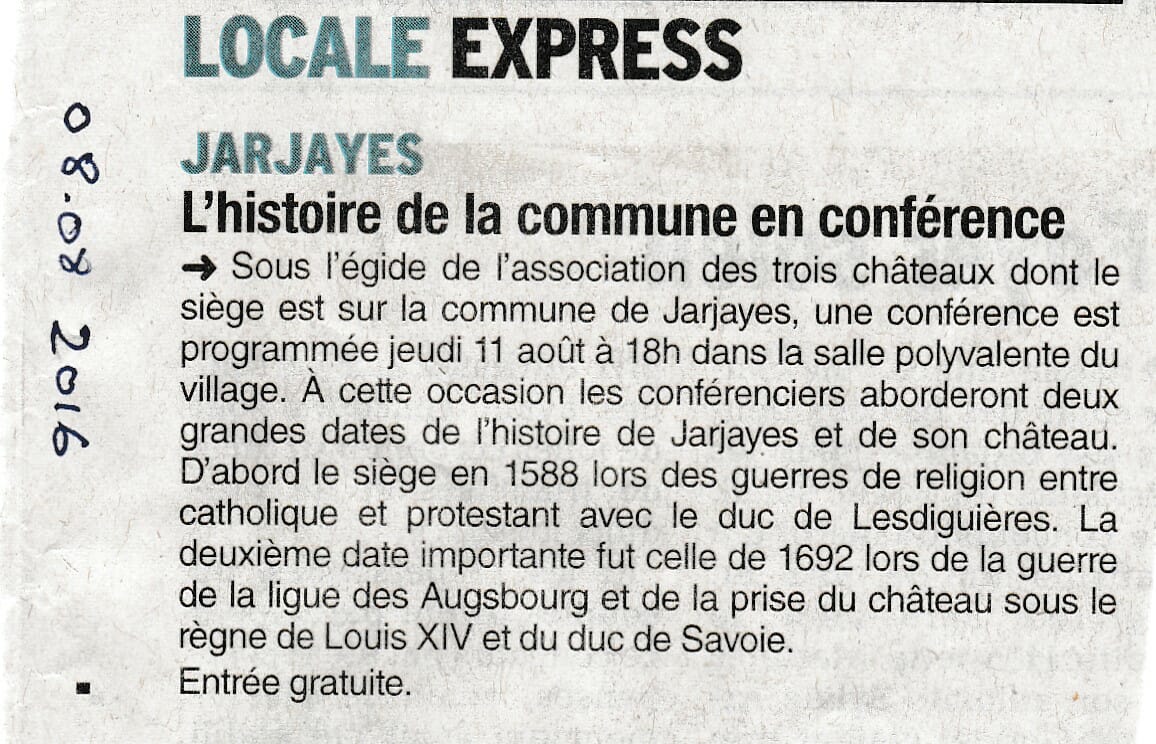 Jarjayes3C Article Dauphiné Libéré du 08 08 2016