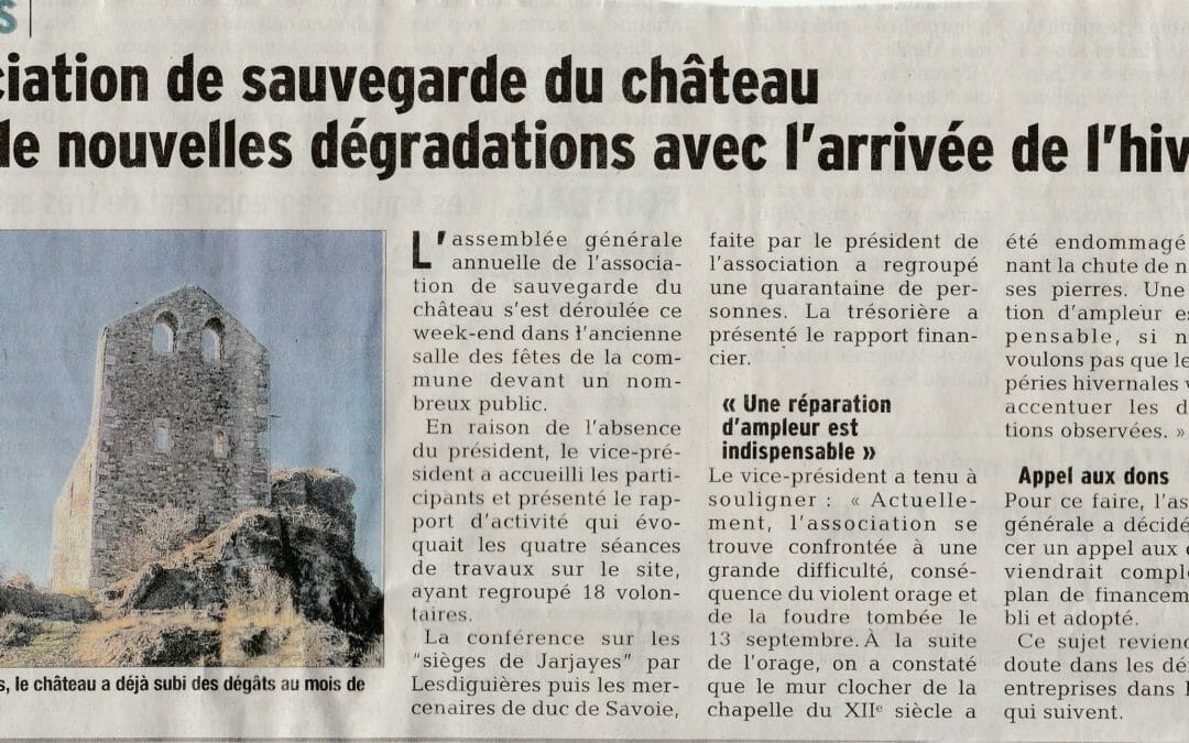 Article Dauphiné Libéré du 08 11 2016