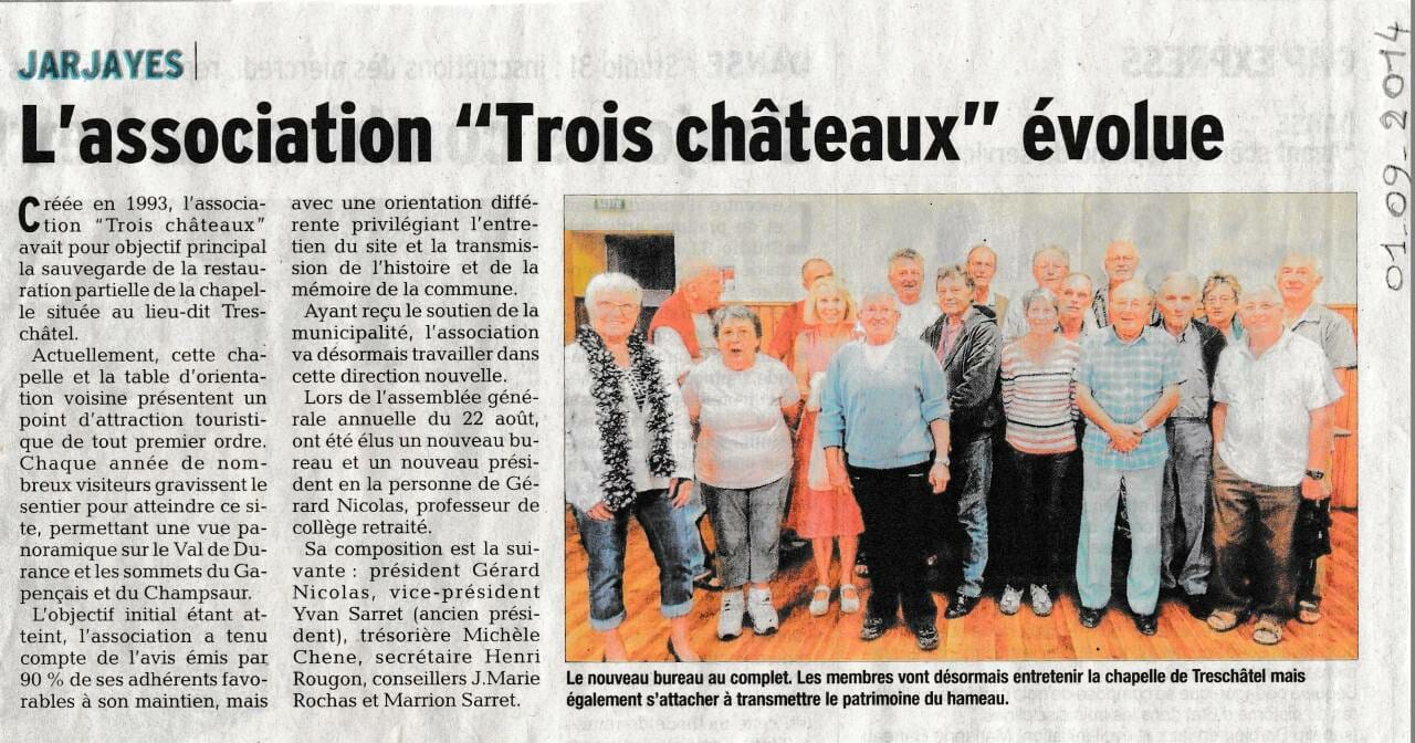 Jarjayes3Châteaux-Article Dauphiné Libéré du 01 09 2014