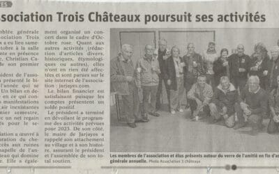 Article Dauphiné Libéré -Assemblée générale du 14 octobre 2022 de l’association Trois Châteaux à Jarjayes