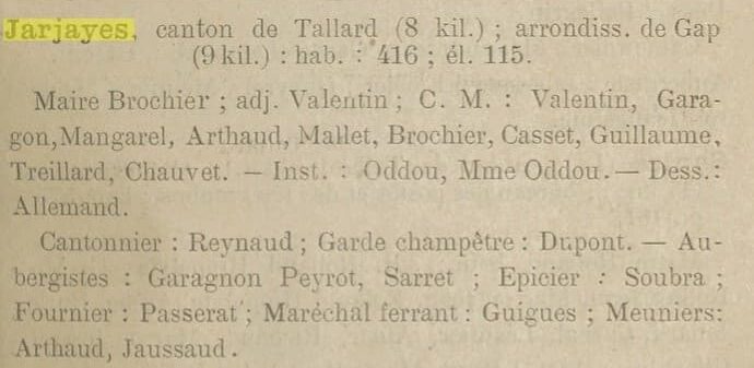 Annuaire départemental des Hautes-Alpes - Jarjayes année 1895